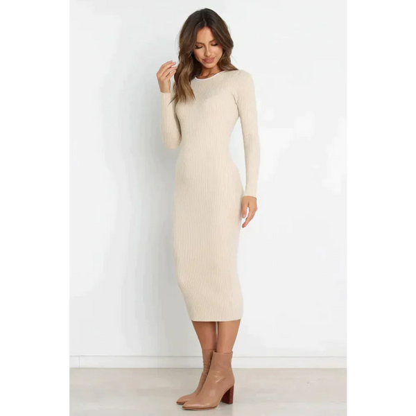 Lucy Knit Midi Dress In Apricot - Apricot / s - St Vesti | All Dresses - Cocktail Dresses Formal Dresses + More.