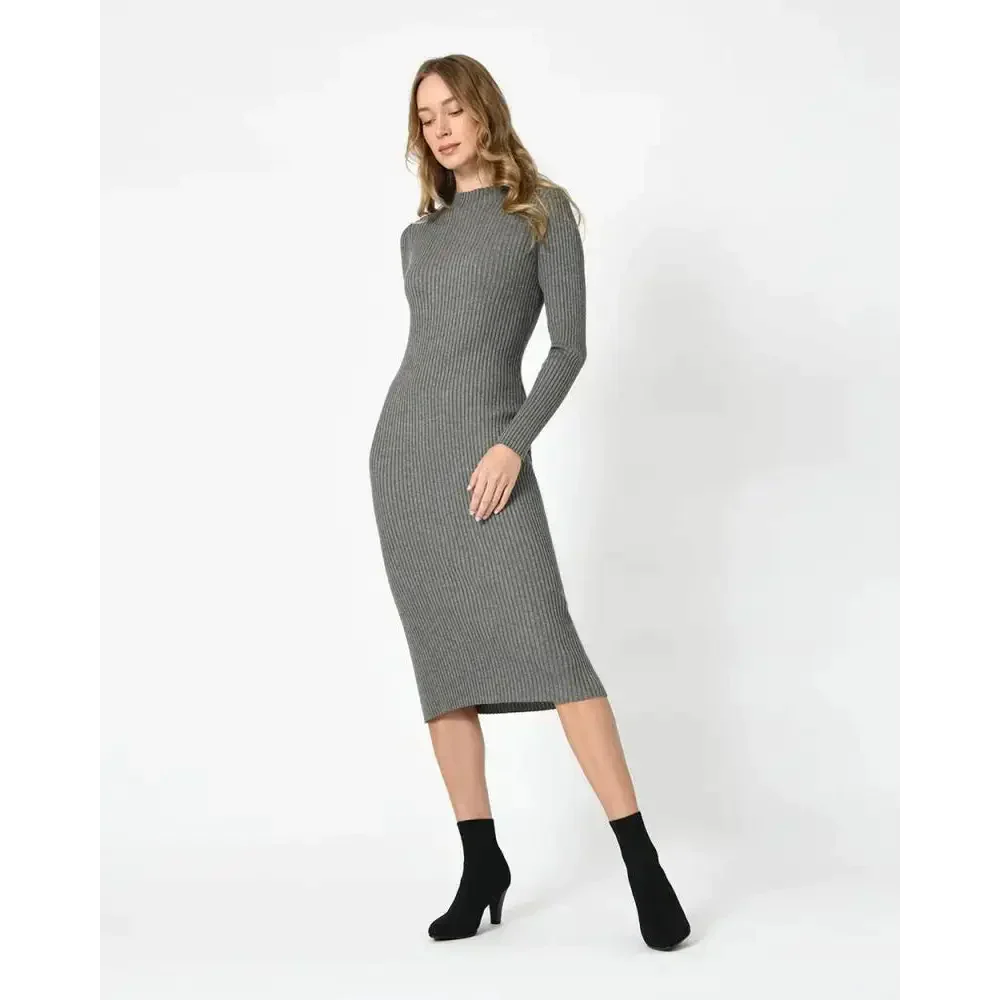 Lucy Knit Midi Dress In Grey - Grey / s - St Vesti | All Dresses - Cocktail Dresses Formal Dresses + More.