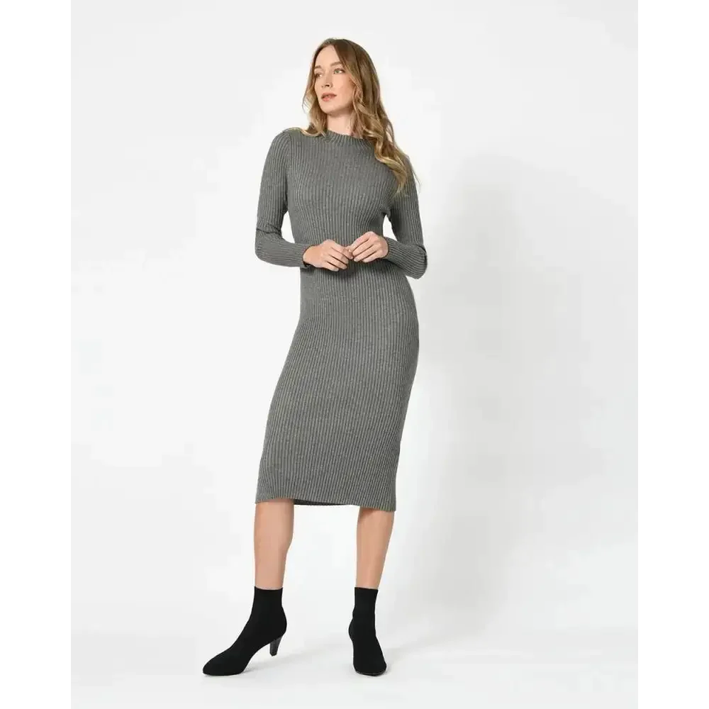 Lucy Knit Midi Dress In Grey - St Vesti | All Dresses - Cocktail Dresses Formal Dresses + More.