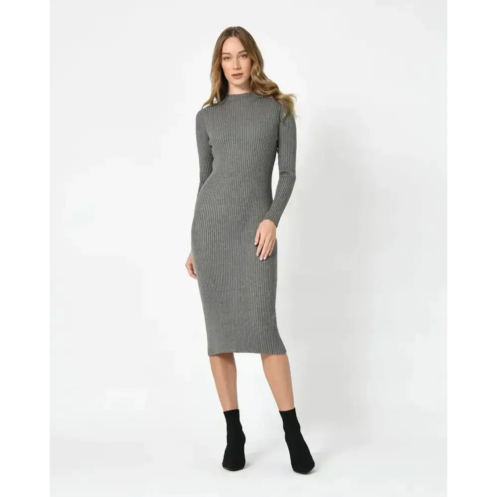 Lucy Knit Midi Dress In Grey - St Vesti | All Dresses - Cocktail Dresses Formal Dresses + More.