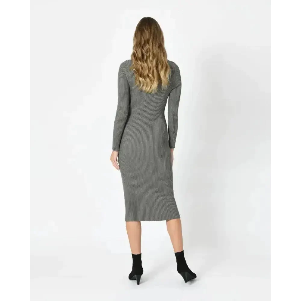 Lucy Knit Midi Dress In Grey - St Vesti | All Dresses - Cocktail Dresses Formal Dresses + More.