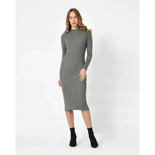 Lucy Knit Midi Dress In Grey - St Vesti | All Dresses - Cocktail Dresses Formal Dresses + More.