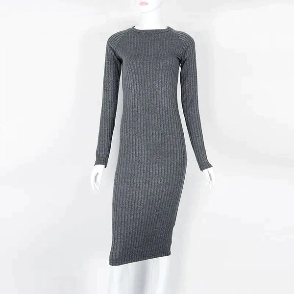 Lucy Knit Midi Dress In Grey - St Vesti | All Dresses - Cocktail Dresses Formal Dresses + More.