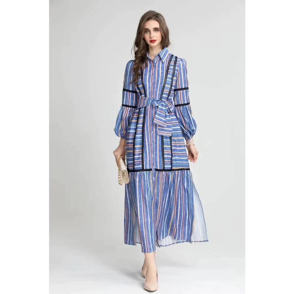 Madoona Striped Maxi Dress In Blue - St Vesti | All Dresses - Cocktail Dresses Formal Dresses + More.