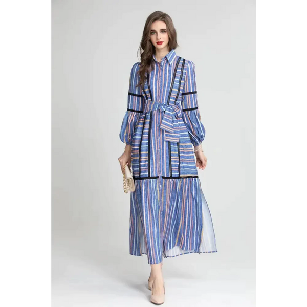 Madoona Striped Maxi Dress In Blue - St Vesti | All Dresses - Cocktail Dresses Formal Dresses + More.