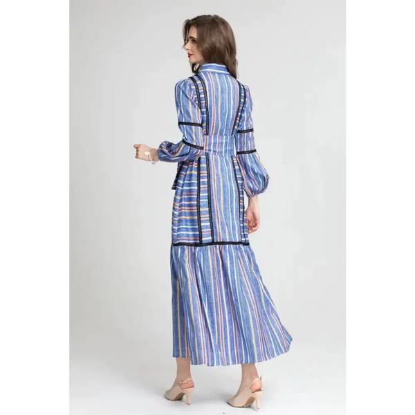 Madoona Striped Maxi Dress In Blue - St Vesti | All Dresses - Cocktail Dresses Formal Dresses + More.