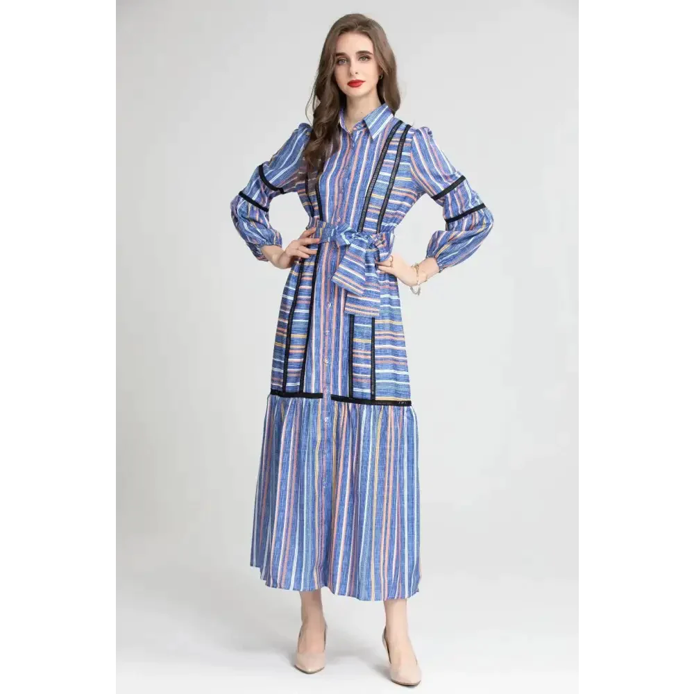 Madoona Striped Maxi Dress In Blue - St Vesti | All Dresses - Cocktail Dresses Formal Dresses + More.