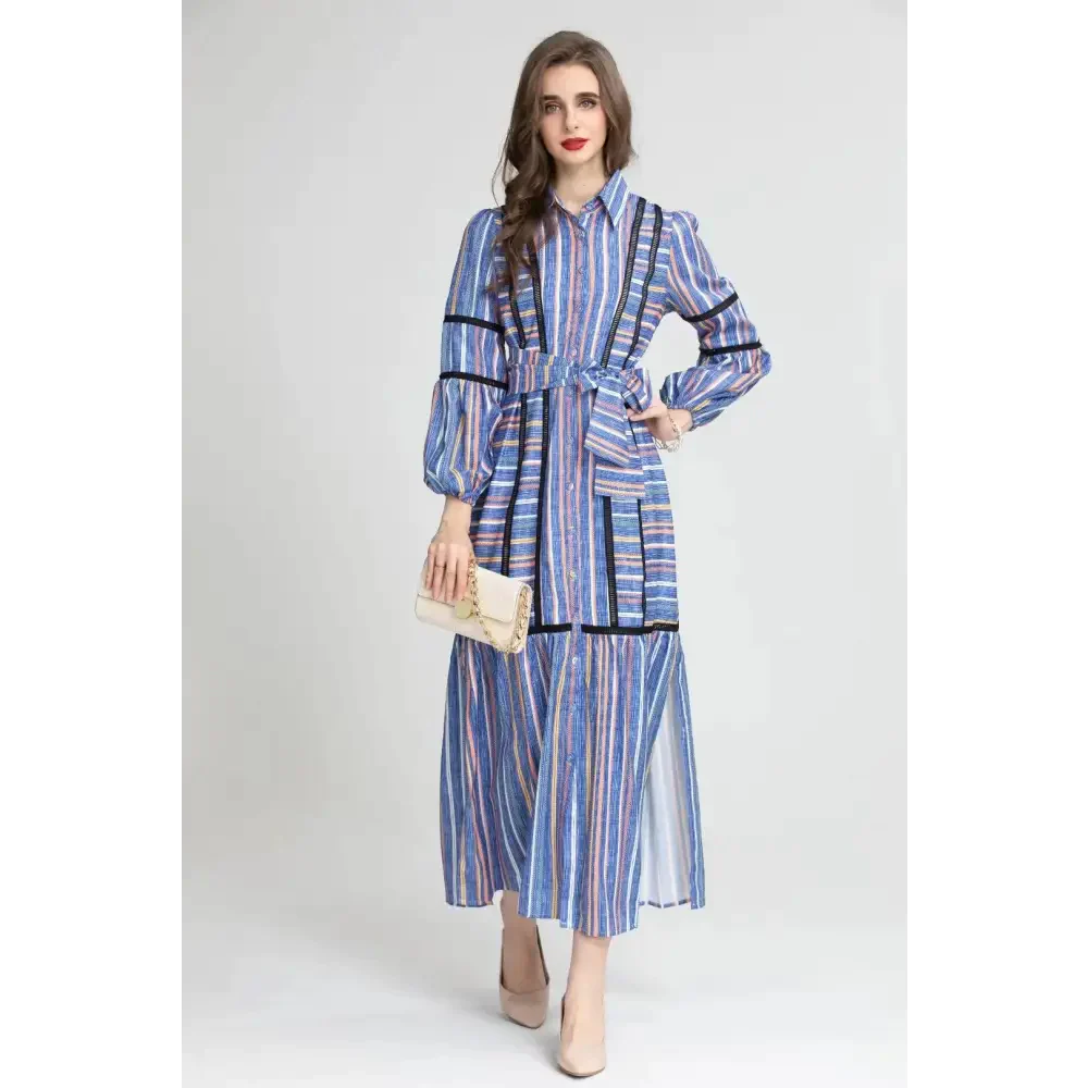 Madoona Striped Maxi Dress In Blue - Blue / s - St Vesti | All Dresses - Cocktail Dresses Formal Dresses + More.