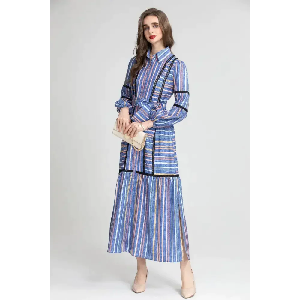 Madoona Striped Maxi Dress In Blue - St Vesti | All Dresses - Cocktail Dresses Formal Dresses + More.