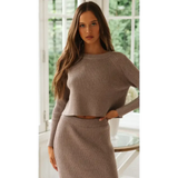 Margaret Two Piece Knitted Dress In Apricot - Apricot / s - St Vesti | All Womens Skirts Leather Skirts And Maxi Skirts