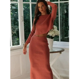 Margaret Two Piece Knitted Dress In Red - St Vesti | All Dresses - Cocktail Dresses Formal Dresses + More.