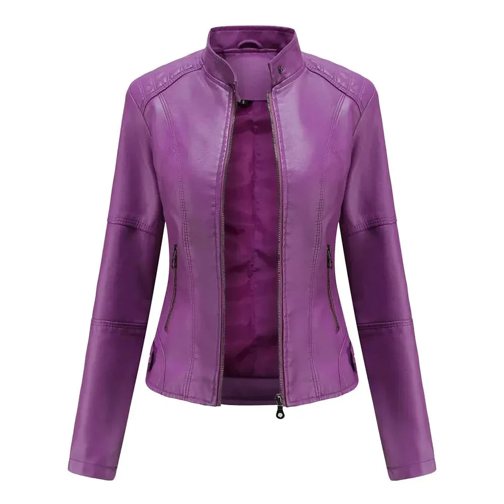 Marie Vegan Leather Jacket - Purple / s - St Vesti | Coats & Jackets