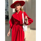 Mia Thick Double-breasted Long Coat In Red - Red / s - St Vesti | Coats & Jackets