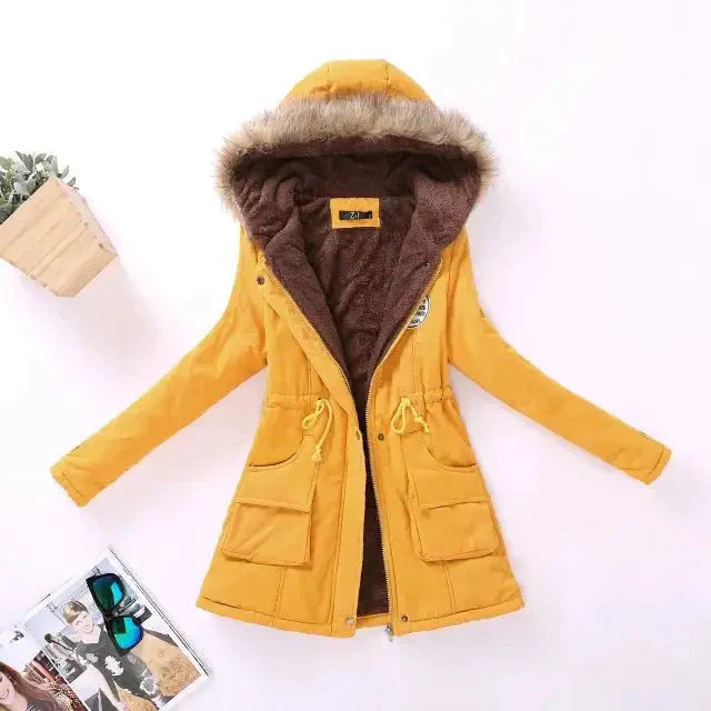 Mid Length Fur Jacket - Yellow / 3xl - St Vesti | Coats & Jackets