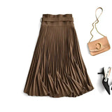 Mila High Waist Pleated Skirt - Coffee / Xl - St Vesti | All Womens Skirts Leather Skirts And Maxi Skirts