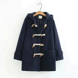 Minimalist Double Breasted Coat With Hoodie - Navy / s - St Vesti | Coats & Jackets