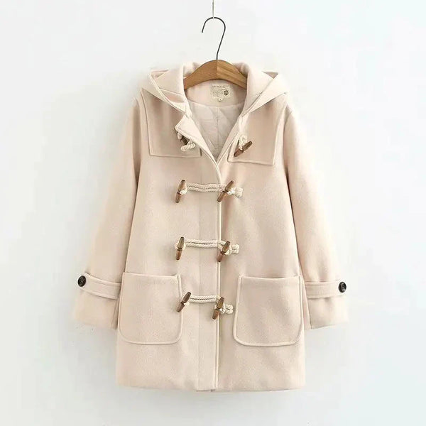 Minimalist Double Breasted Coat With Hoodie - Apricot / s - St Vesti | Coats & Jackets