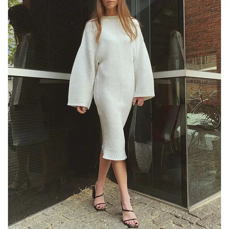 Nectar Concave Knitted Midi Dress - White / s - St Vesti | All Dresses - Cocktail Dresses Formal Dresses + More.