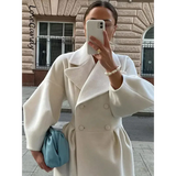 Nectar Woolen Blend Double-breasted Coat - St Vesti | Coats & Jackets