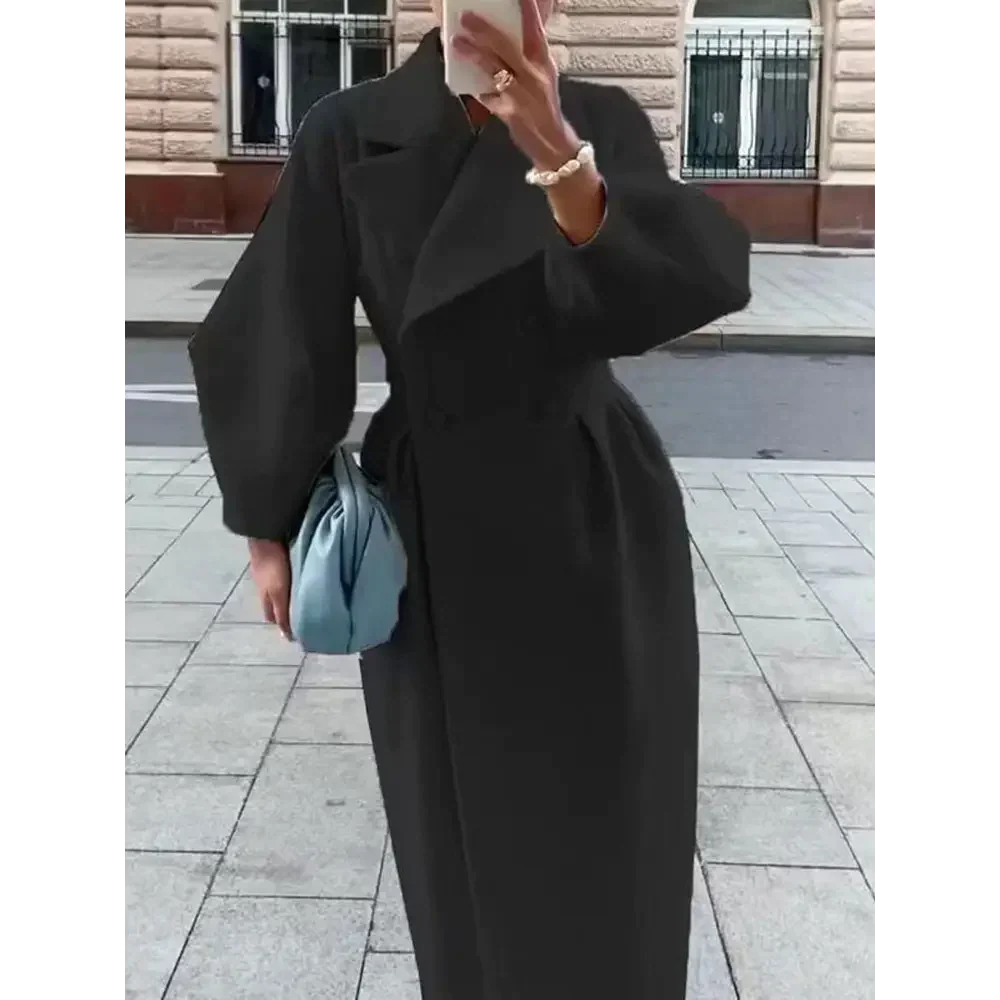 Nectar Woolen Blend Double-breasted Coat - Black / s - St Vesti | Coats & Jackets