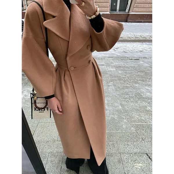 Nectar Woolen Blend Double-breasted Coat - St Vesti | Coats & Jackets