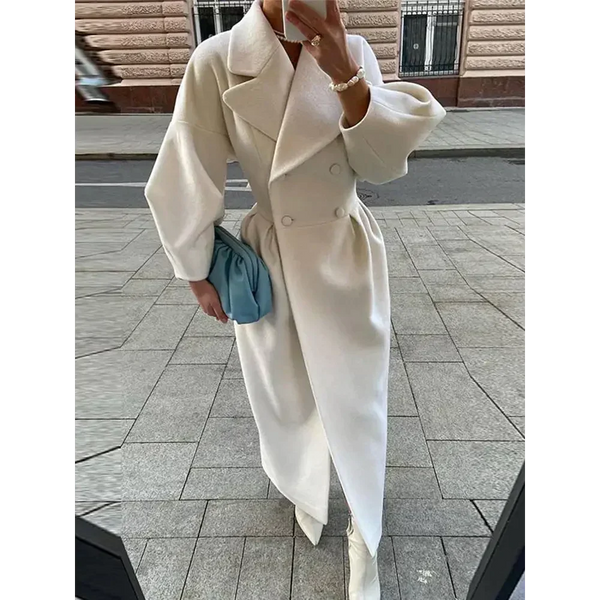 Nectar Woolen Blend Double-breasted Coat - White / s - St Vesti | Coats & Jackets