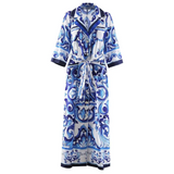 Penelope Midi Dress In Blue & White - Blue / s - St Vesti | All Dresses - Cocktail Dresses Formal Dresses + More.