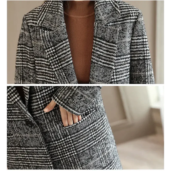 Plaid Jacket In Grey - St Vesti | Blazers & Cardigans