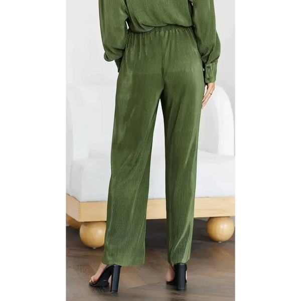 Plisse Butten Oversized Shirt + Pants Set - St Vesti | Stocktake Sale On Now