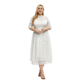 Plus Size Lace Dinner Dress In White - White / Xl - St Vesti | All Dresses - Cocktail Dresses Formal Dresses + More.