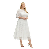 Plus Size Lace Dinner Dress In White - St Vesti | All Dresses - Cocktail Dresses Formal Dresses + More.