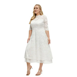 Plus Size Lace Dinner Dress In White - St Vesti | All Dresses - Cocktail Dresses Formal Dresses + More.