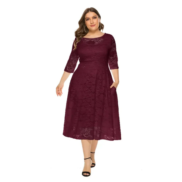 Plus Size Lace Dinner Midi Dress Multi Colour - St Vesti | All Dresses - Cocktail Dresses Formal Dresses + More.
