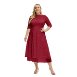 Plus Size Lace Evening Dress In Red - St Vesti | All Dresses - Cocktail Dresses Formal Dresses + More.