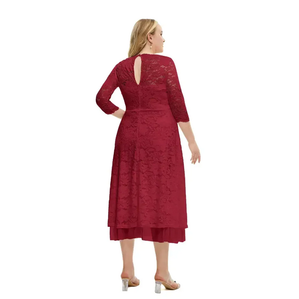 Plus Size Lace Evening Dress In Red - St Vesti | All Dresses - Cocktail Dresses Formal Dresses + More.