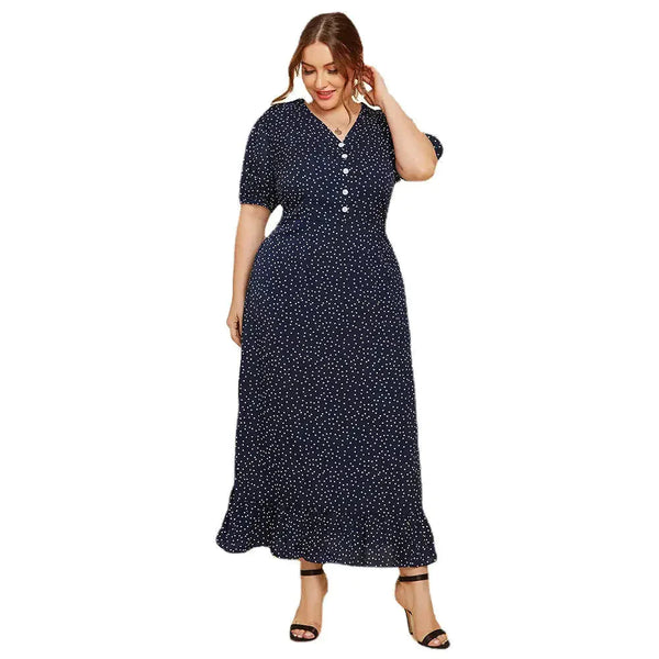 Plus Size Polka Dot Maxi Dress In Black - St Vesti | All Dresses - Cocktail Dresses Formal Dresses + More.