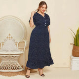 Plus Size Polka Dot Maxi Dress In Black - St Vesti | All Dresses - Cocktail Dresses Formal Dresses + More.