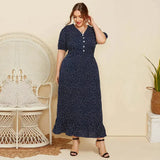 Plus Size Polka Dot Maxi Dress In Black - Black / Xl - St Vesti | All Dresses - Cocktail Dresses Formal Dresses + More.