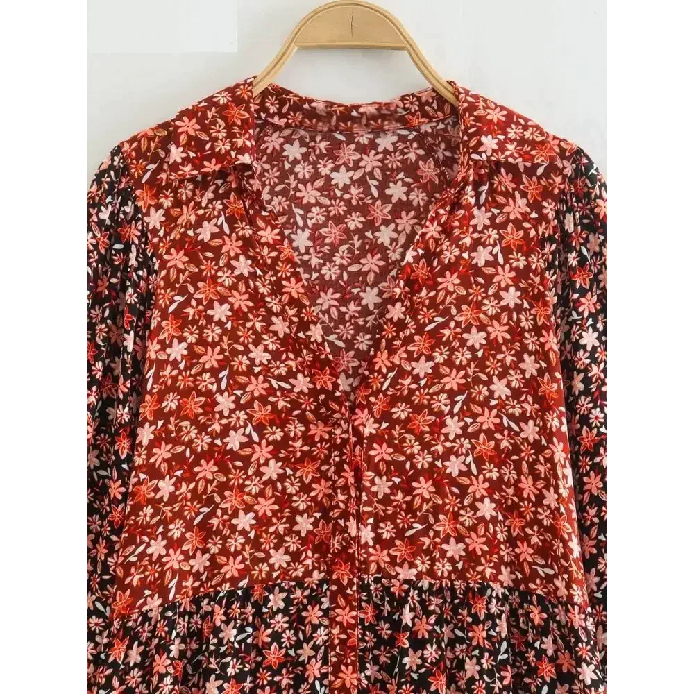 Red Cloth Floral Midi Dress - St Vesti | All Dresses - Cocktail Dresses Formal Dresses + More.