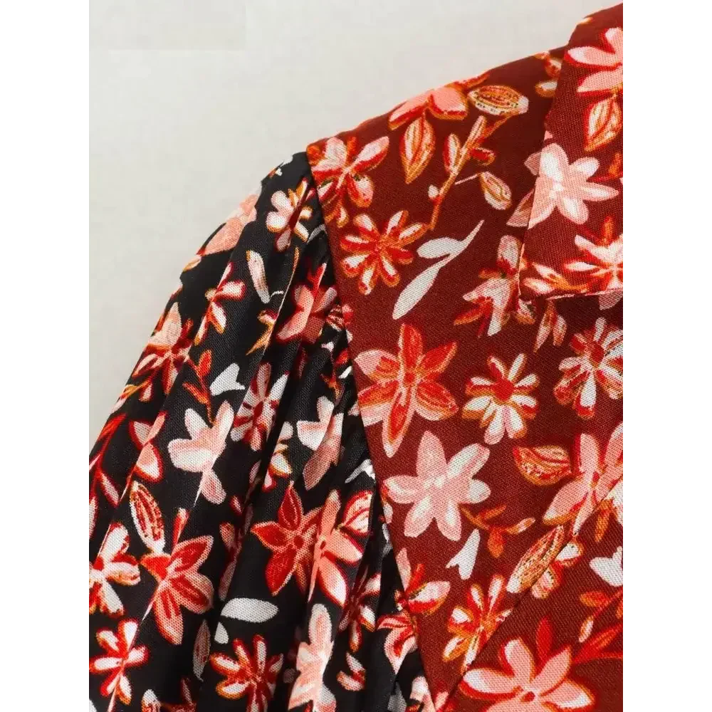 Red Cloth Floral Midi Dress - St Vesti | All Dresses - Cocktail Dresses Formal Dresses + More.