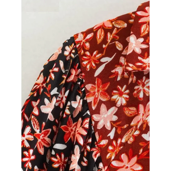 Red Cloth Floral Midi Dress - St Vesti | All Dresses - Cocktail Dresses Formal Dresses + More.