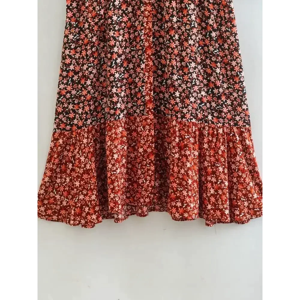 Red Cloth Floral Midi Dress - St Vesti | All Dresses - Cocktail Dresses Formal Dresses + More.