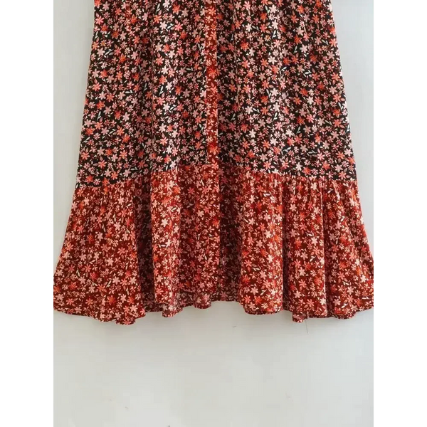 Red Cloth Floral Midi Dress - St Vesti | All Dresses - Cocktail Dresses Formal Dresses + More.