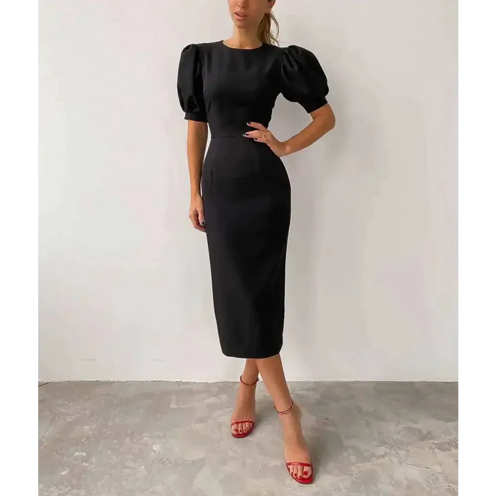 Romilly Puff Sleeve Midi Dress - Black / s - St Vesti | All Dresses - Cocktail Dresses Formal Dresses + More.