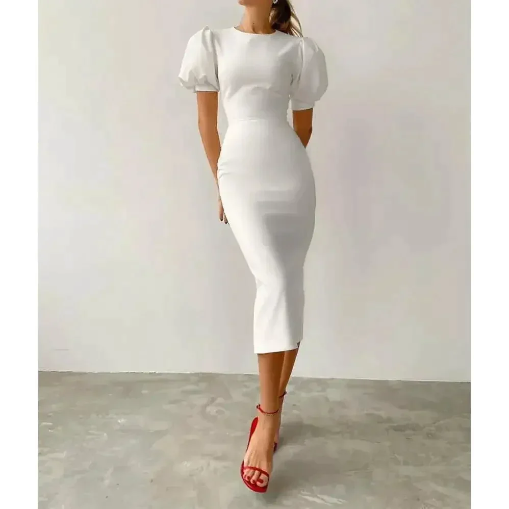 Romilly Puff Sleeve Midi Dress - White / s - St Vesti | All Dresses - Cocktail Dresses Formal Dresses + More.
