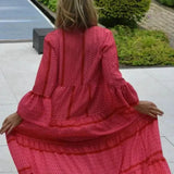 Rose Print Maxi Dress In Red - St Vesti | All Dresses - Cocktail Dresses Formal Dresses + More.