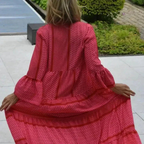 Rose Print Maxi Dress In Red - St Vesti | All Dresses - Cocktail Dresses Formal Dresses + More.