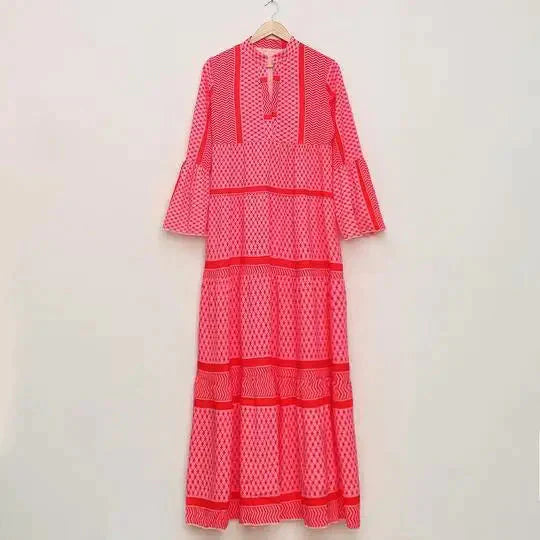 Rose Print Maxi Dress In Red - St Vesti | All Dresses - Cocktail Dresses Formal Dresses + More.