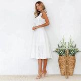 Sarai Lace Midi Dress In White - St Vesti | All Dresses - Cocktail Dresses Formal Dresses + More.