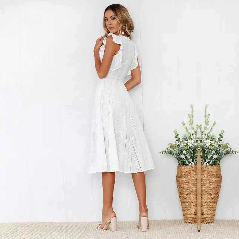 Sarai Lace Midi Dress In White - St Vesti | All Dresses - Cocktail Dresses Formal Dresses + More.